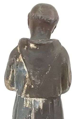 Antiga Escultura produzida Bronze francês cinzelado, representando São Francisco de Assis  - Foto 5