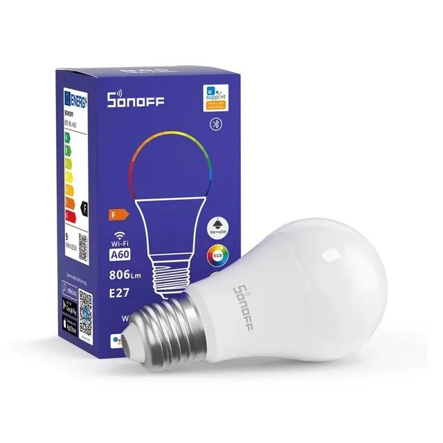 Lâmpada RGB Sonoff Wifi Inteligente, Compatível com Alexa 