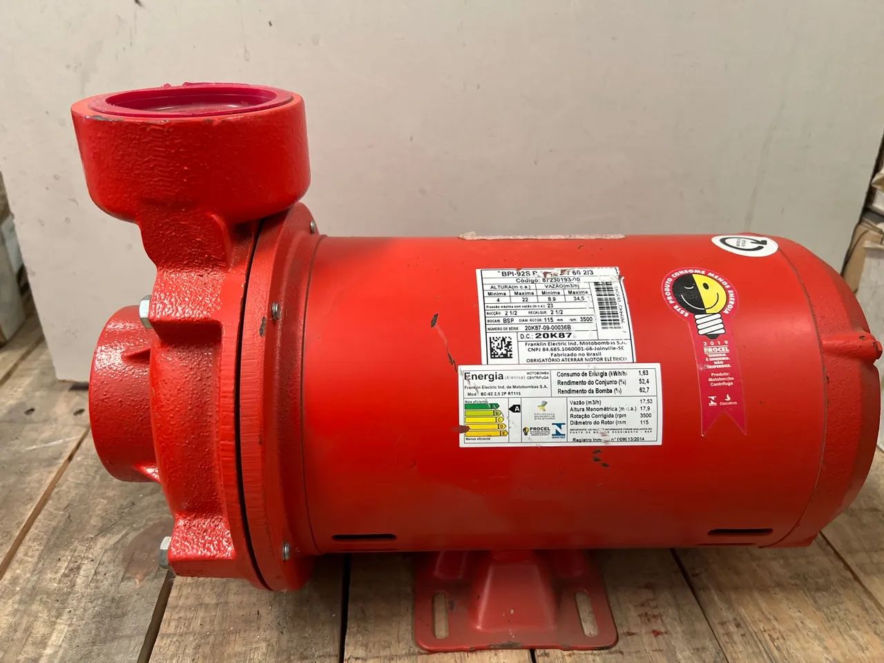 Bomba de Incêndio Schneider Bpi-92s 2.1/2 1 Cv Trifásica 220v/380v