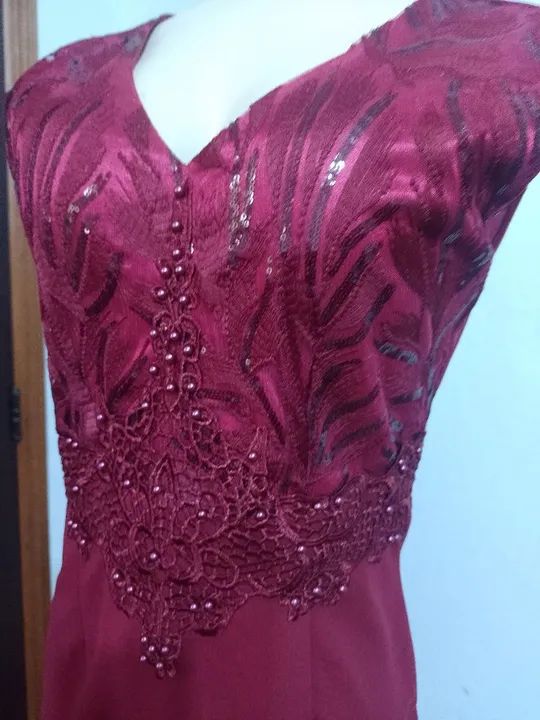 Vestido bordado com pérolas e mini miçangas - tamanho G - Foto 2