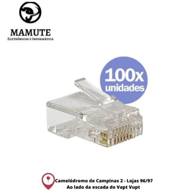 Kit 100 Conector Rj45 Cat5e Pacote Com 100 Conectores Rj45 Para Cabo De Rede Lan