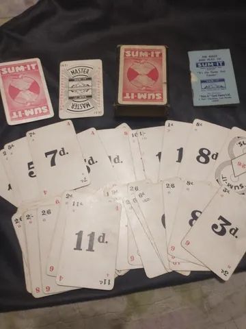 Jogo de cartas Sum-it Jogo de moeda pré-decimal vintage  - Foto 4