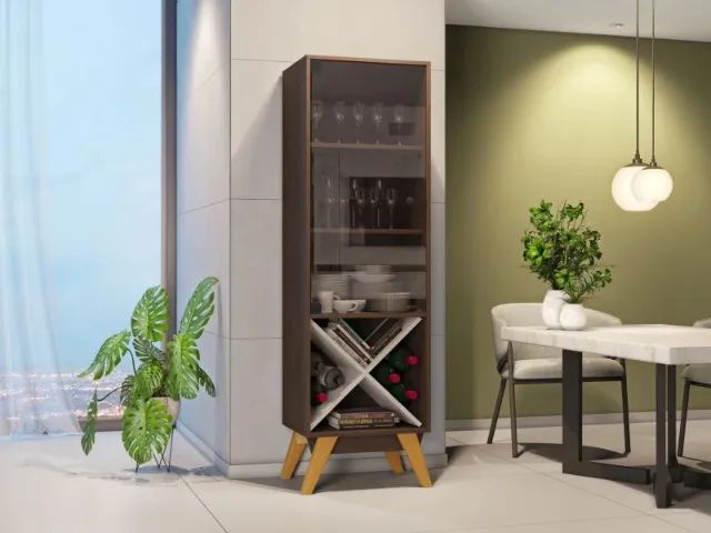 Cristaleira 1Porta Vidro C/Adega Pés Retrô. São Produtos Novos Direto da Fábrica. - Foto 3