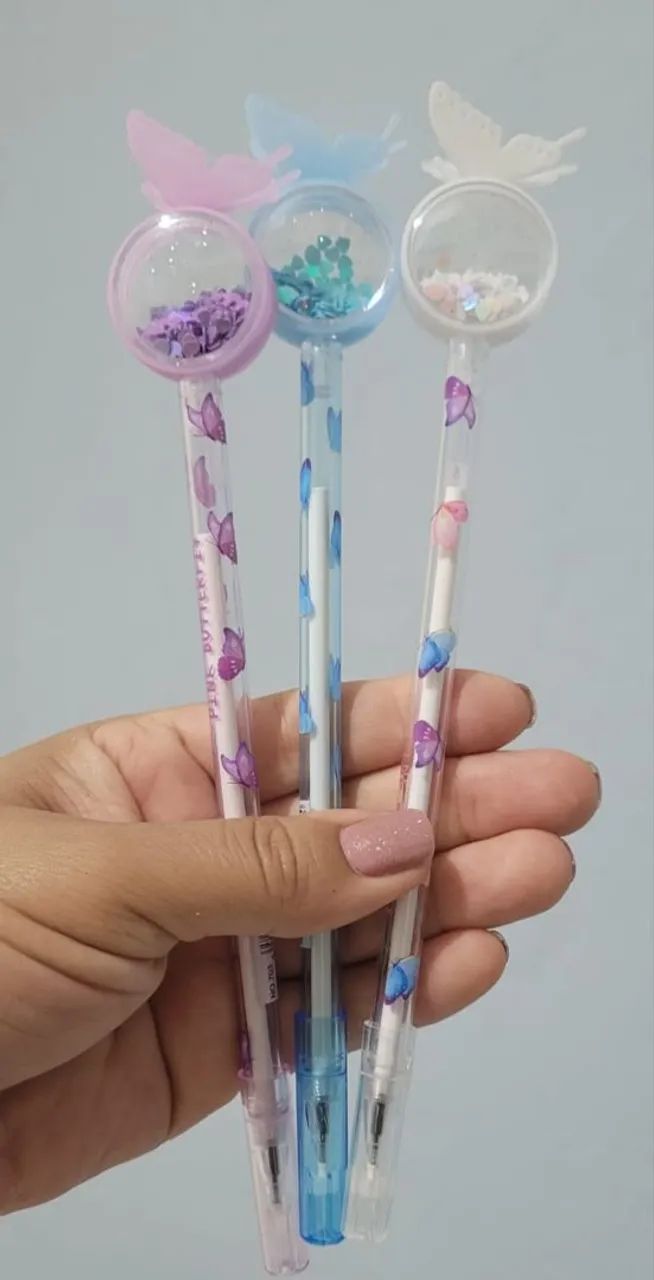 Canetas Decorativas Borboleta com Glitter - Foto 2
