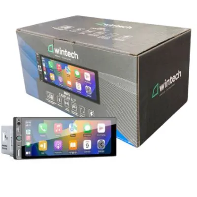 Central Multimídia Wintech 1Din CarPlay 6.7" Espelhamento Android Sem Fio