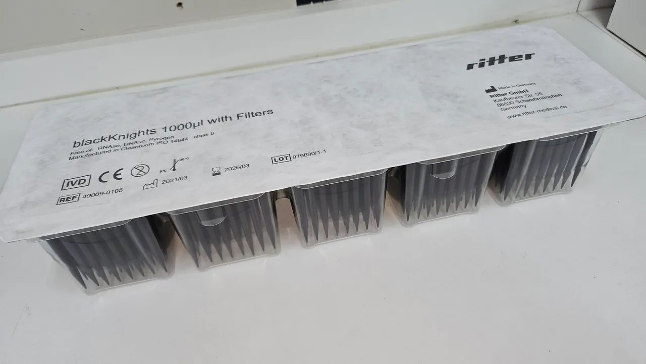 Ponteiras para pipetas 1000ul com filtro blackKnights pack com 6