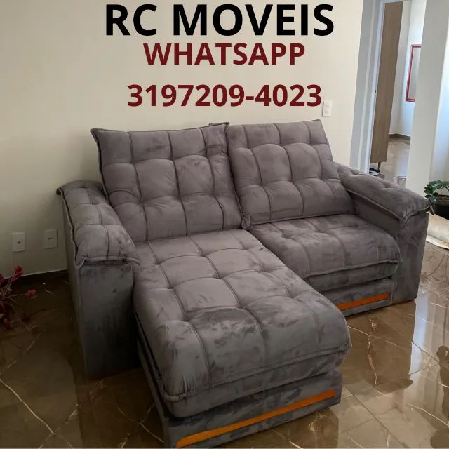 Sofá Retrátil Barcelona Euro Pillow 30cm Veludo Premium