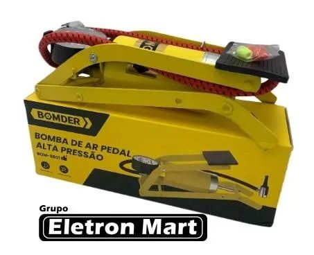 Bomba De Ar Pedal Medidor Alta Pressão Pneu Balão Bomder