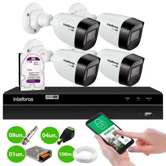 Câmeras de segurança CFTV, kit câmeras Intelbras 
