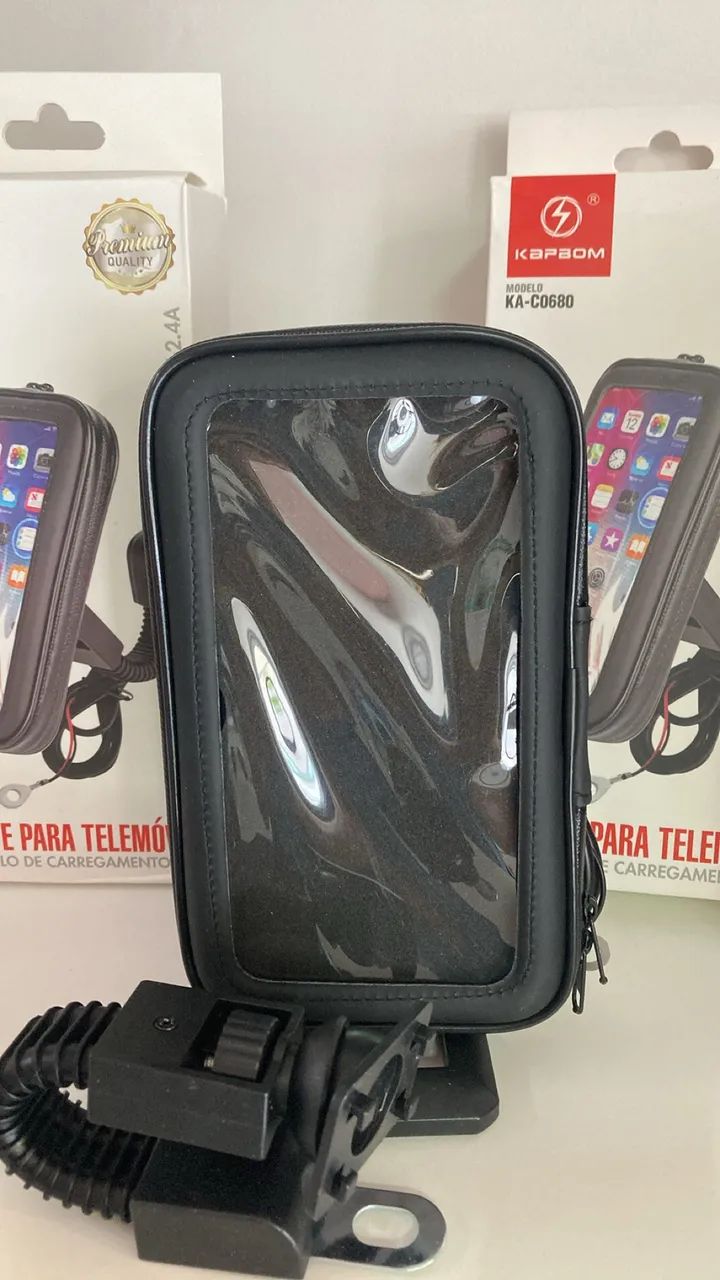 SUPORTE DE CELULAR COM CARREGADOR TURBO IMPERMEÁVEL  - Foto 4