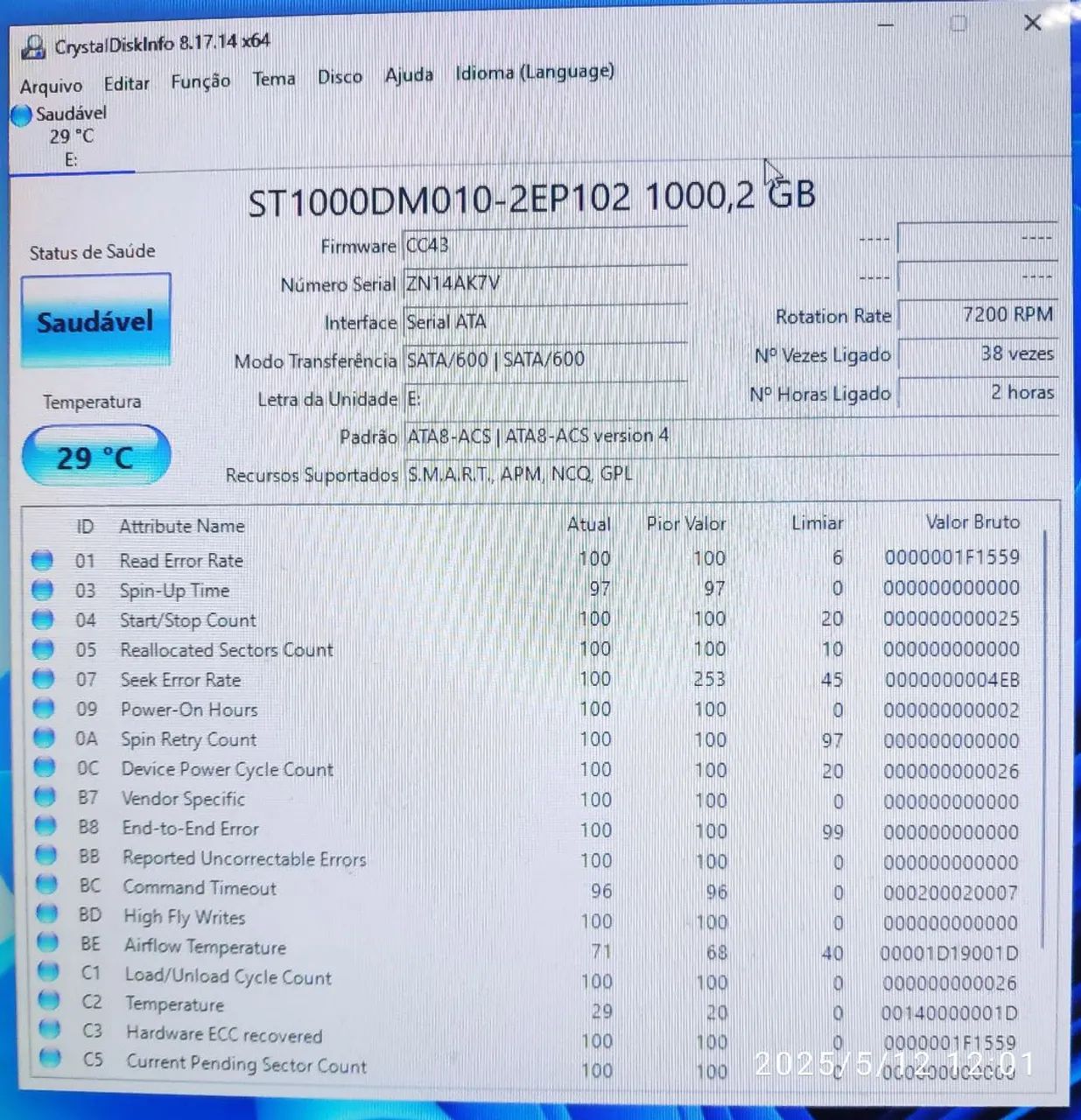 HD Seagate BarraCuda 1 Terá "semi novo" - Foto 2