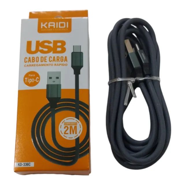 CABO CARREGAMENTO RÁPIDO USB/ TYPE-C 2MT PRETO KAIDI KD 336C - Foto 3