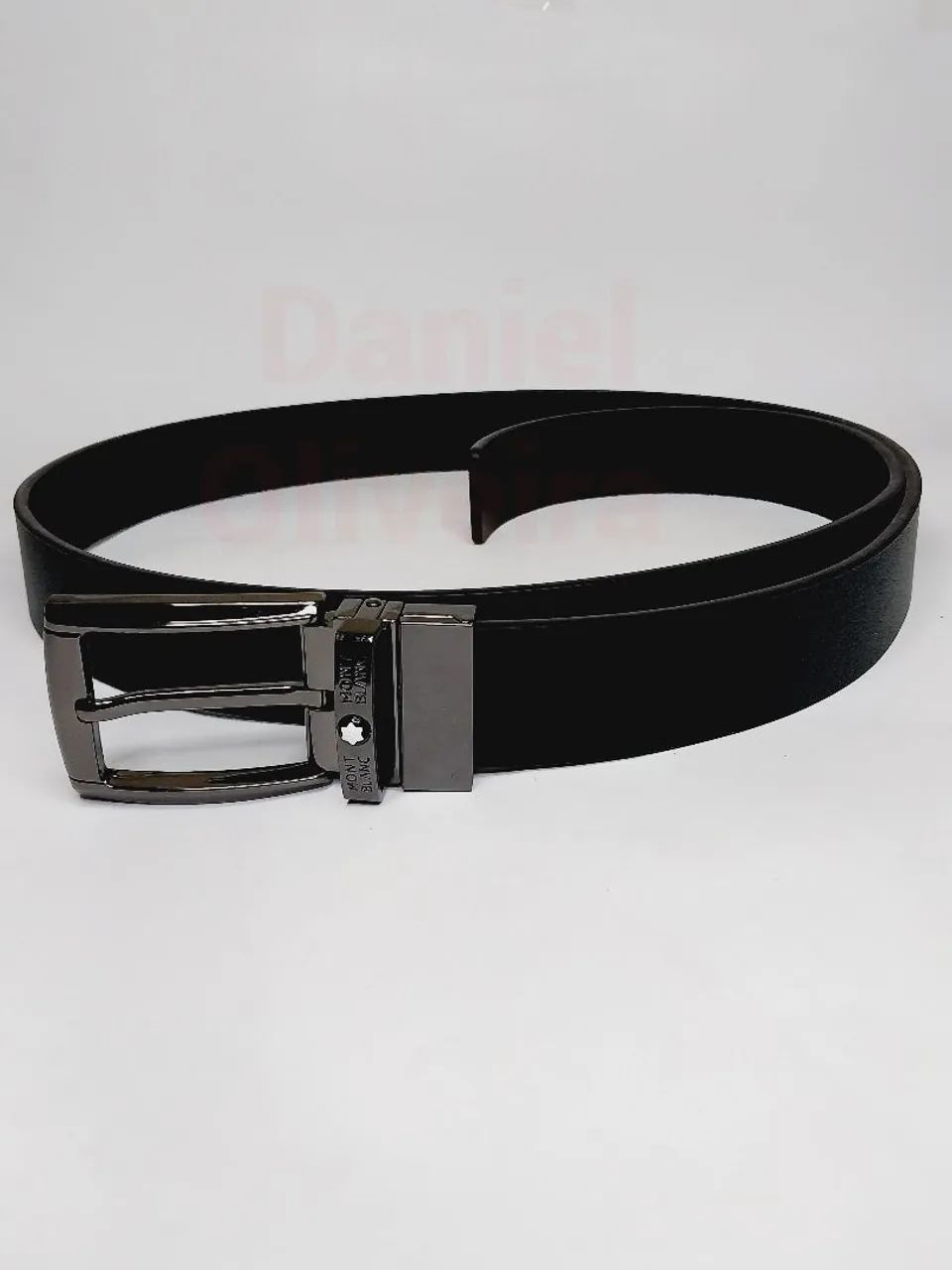 Cinto de couro Montblanc Dupla face Preto 4cm 