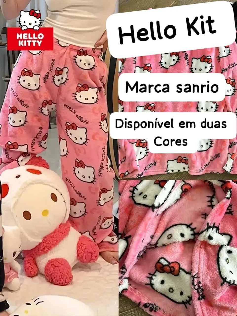 Calça hello kitty unissex é feminina 