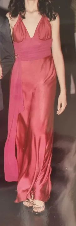 Vestido Longo rosa de cetim e seda