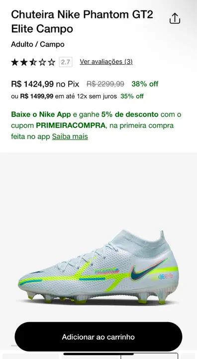 Chuteira nike GT2 elite campo - Foto 5