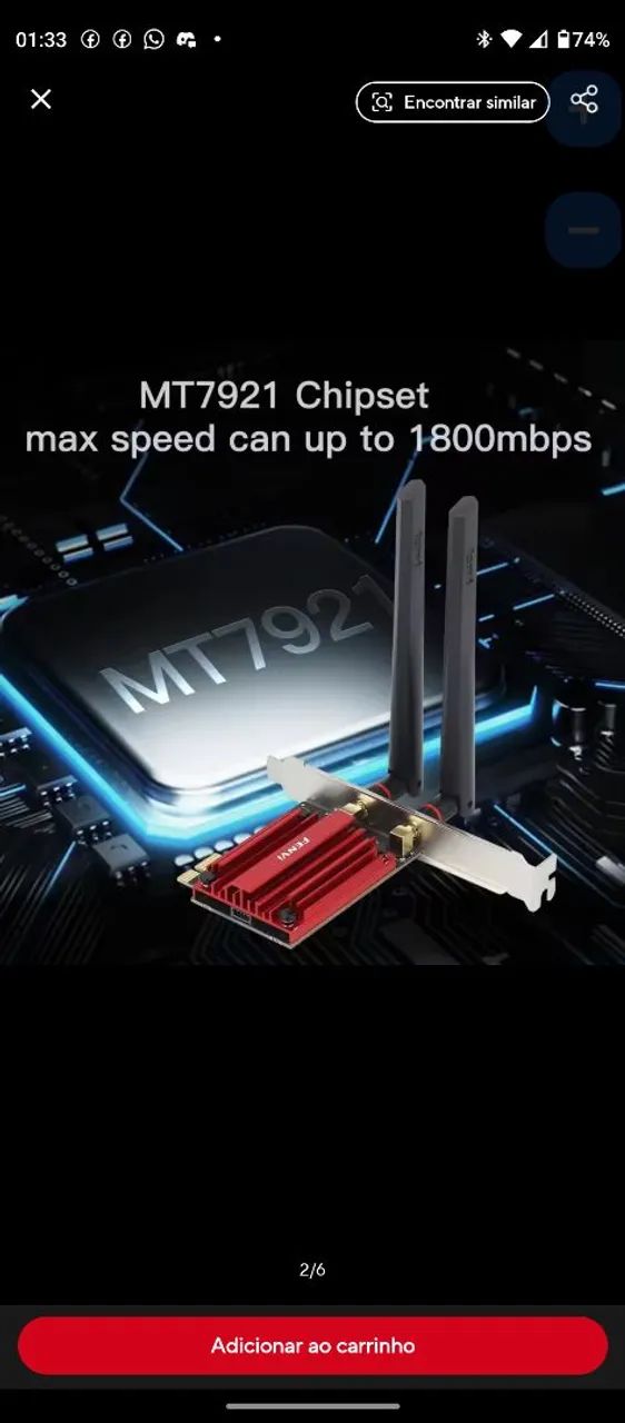 Placa de Rede Wi-Fi 6 MT *Mbps FENVI - Foto 3