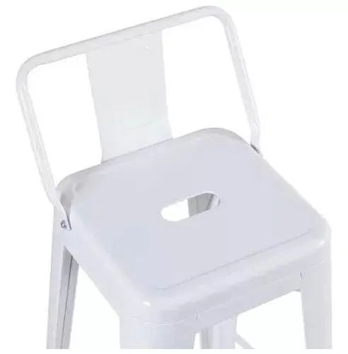 Banqueta alta iron tolix com encosto branca