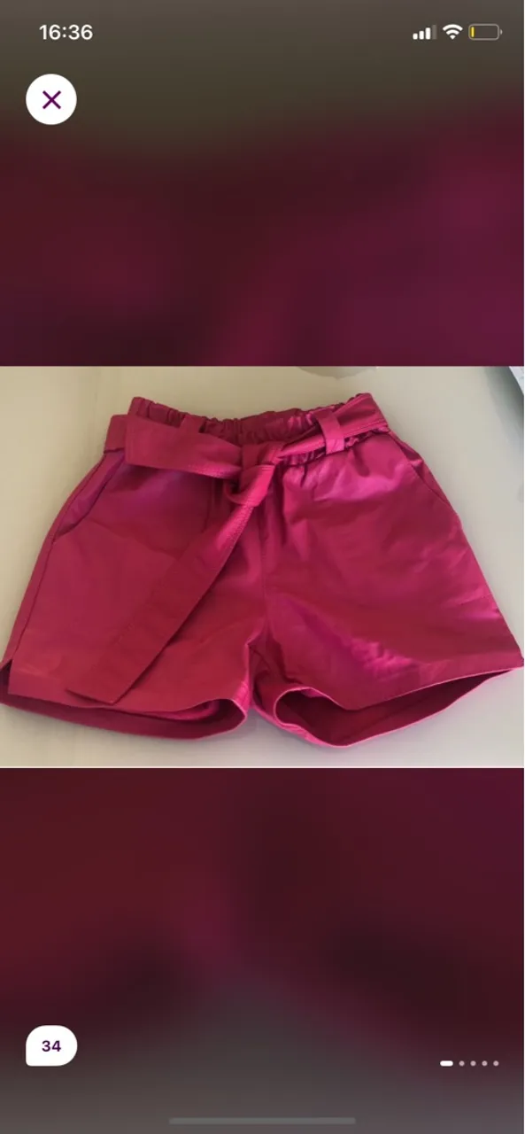 Shorts rosa couro legítimo