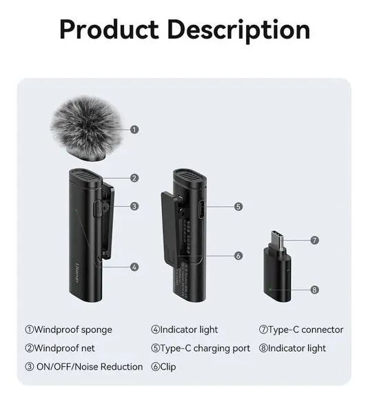 Microfone lapela Ulanzi wm10 para light e tipo c<br> - Foto 3