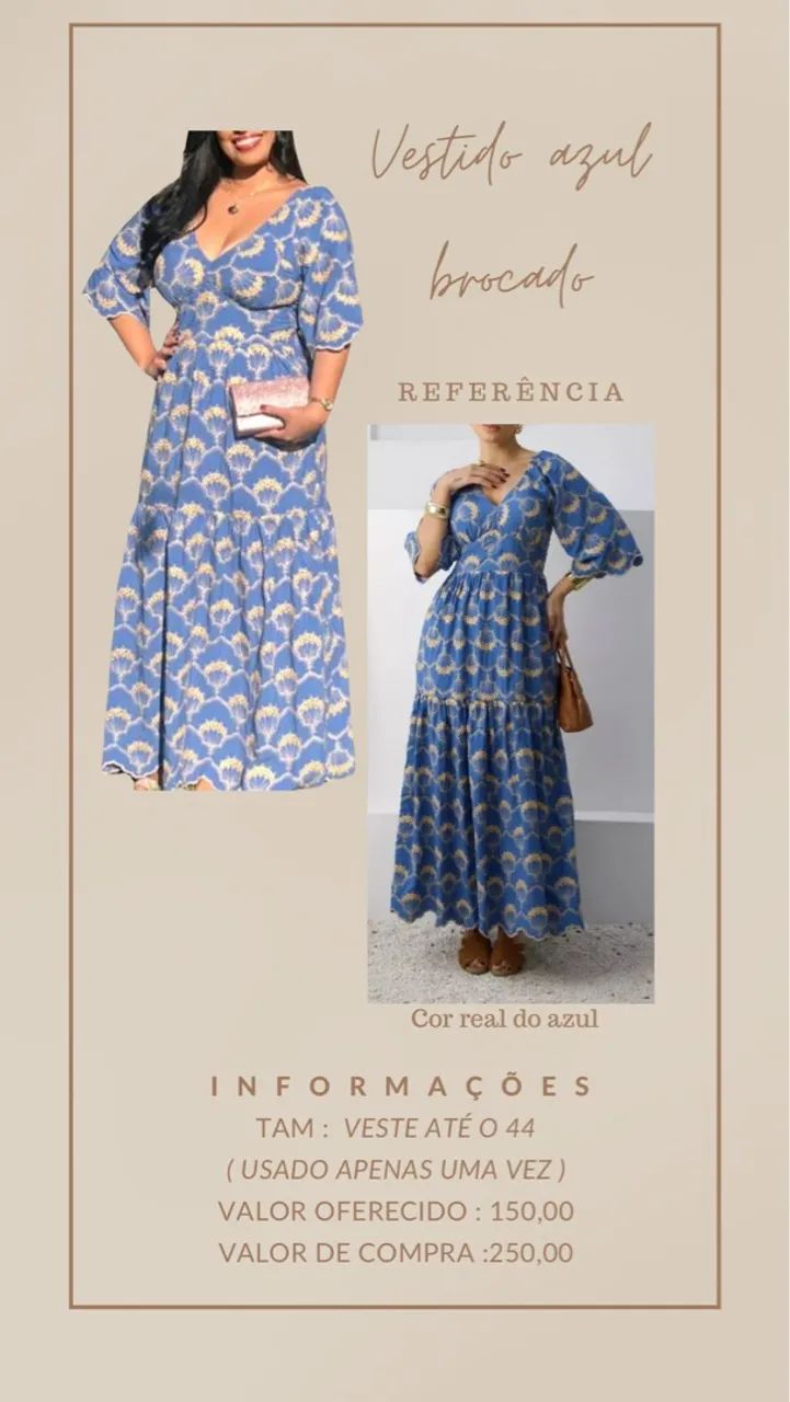 Vestido Azul Brocado