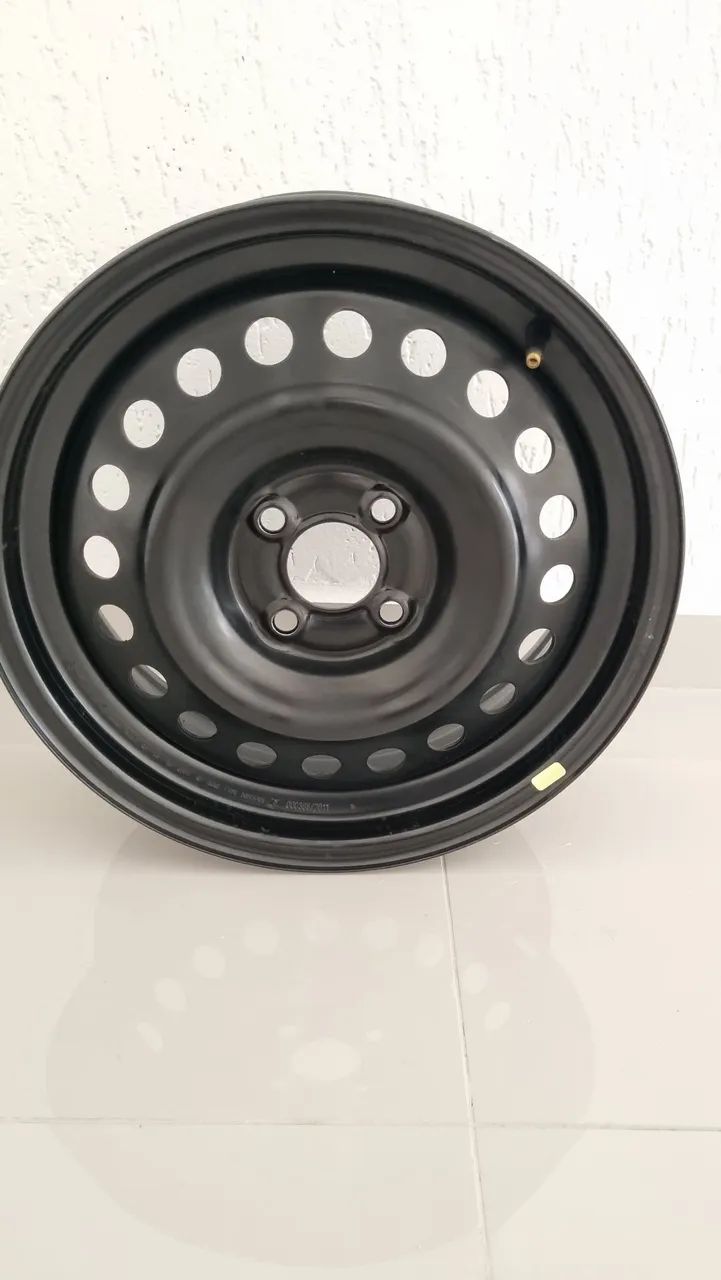 JOGO RODAS DE FERRO ARO 16, FURAÇÃO 4X100 ORIGINAL NISSAN, COM AS CALOTAS. - Foto 2