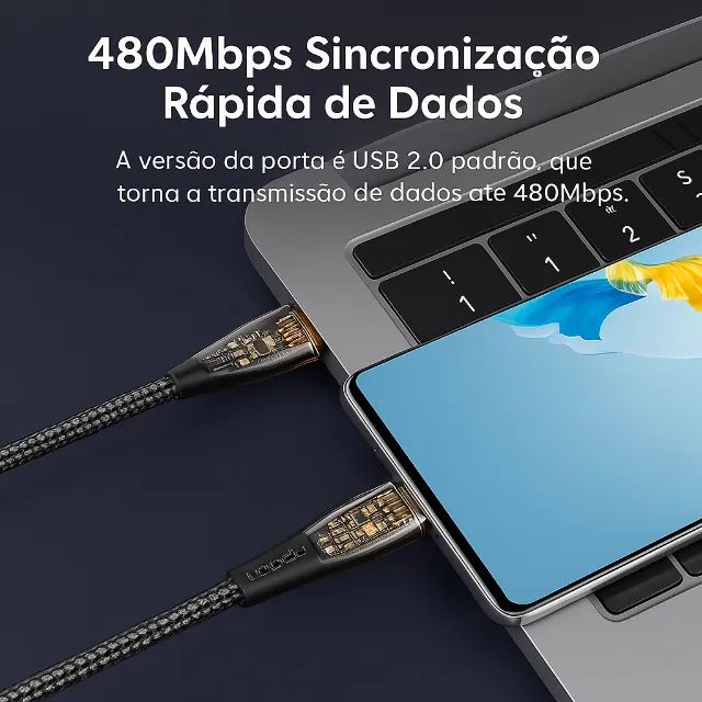Cabo USB-C 66W 6A - 3 Metros! - Foto 5
