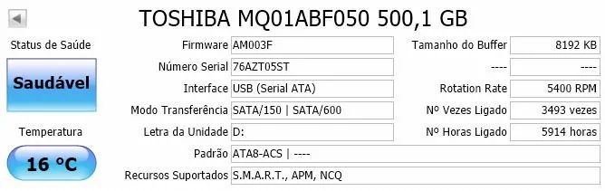 HD TOSHIBA MQ01ABF050 - 500 GB - SATA - 5400 RPM - Foto 4