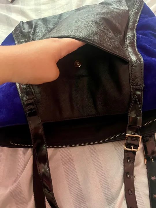 Bolsa de ombro azul e preta - Foto 3