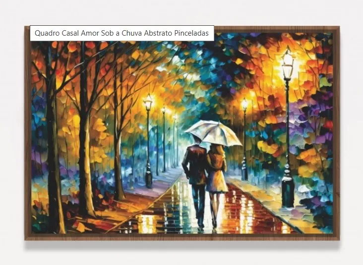 Quadro Casal Amor Sob a Chuva Abstrato