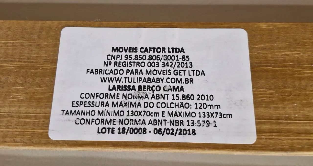 Berço Modelo Larissa Tulipa Baby em Madeira Maciça + colchão + trocador Tulipa Baby - Foto 4