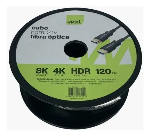 Cabo Hdmi 30m 4k 2.1v Hdr Dinâmico Fibra Optca Od:5.2mm Mxt - Foto 2
