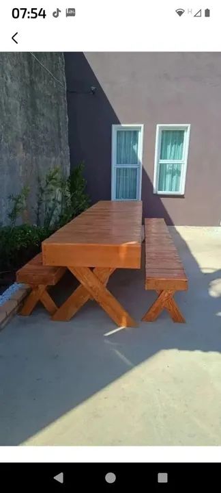 Mesa 3 metros de comprimento com 2 bancos  - Foto 4