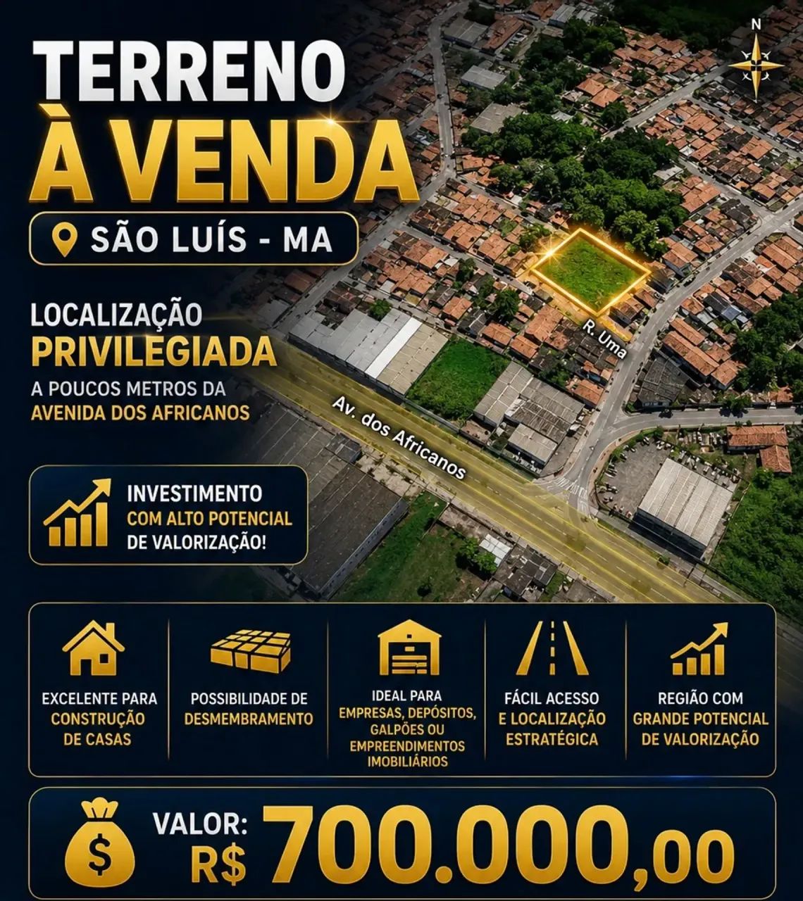 Terreno 1.800m² à Venda | Av. dos Africanos | Ideal para Empresas e Galpões 1