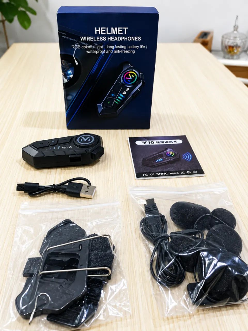 Fone para Capacete V10 Bluetooth - Microfone + Alto-falantes - Foto 3