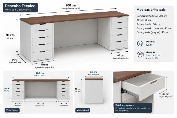 Mesa de escritório - Feita sobre medida.  - Foto 3