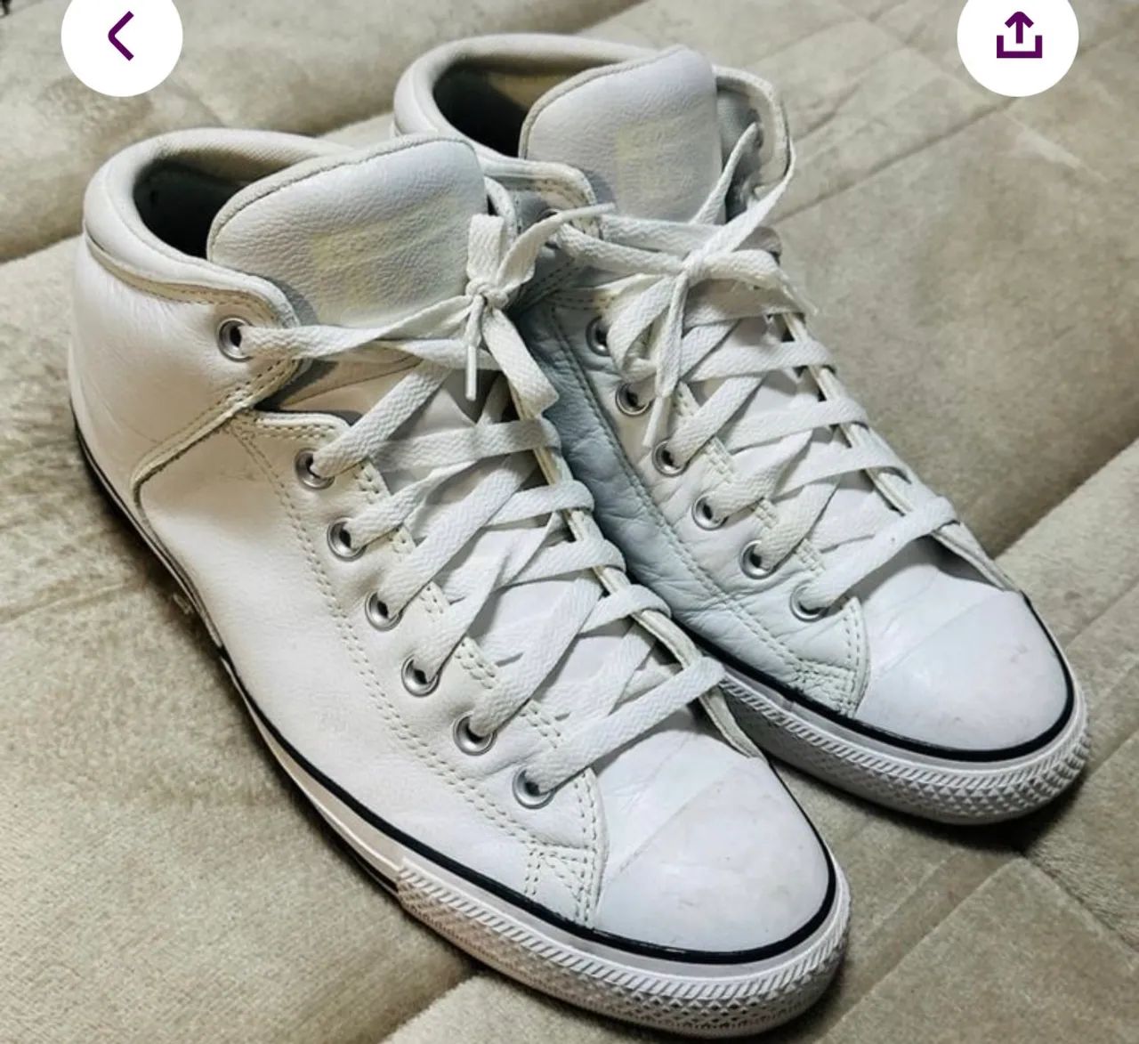 Converse All Star branco, em couro natural  - Foto 5