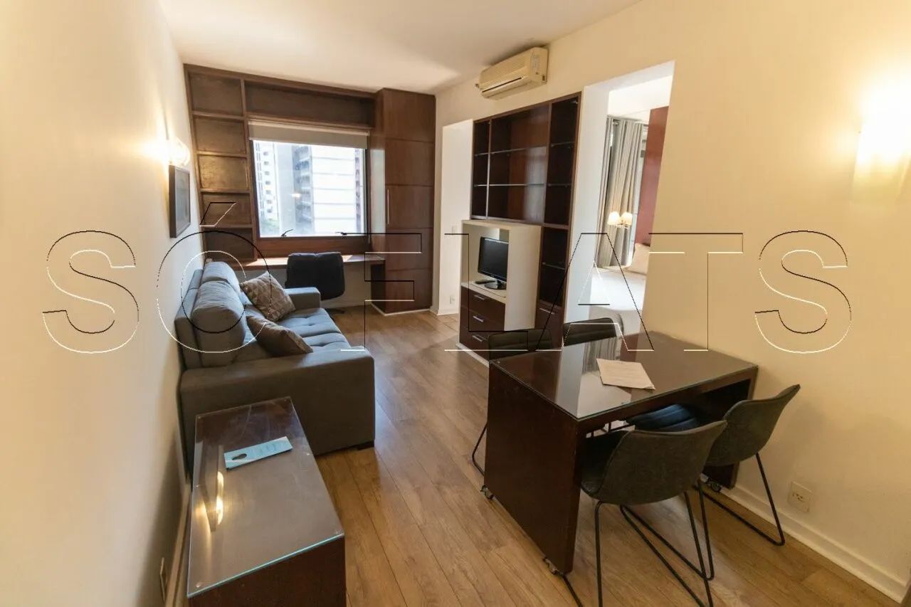 Flat Staybridge com 38m², 1 dorm e 1 vaga disponível locação no Itaim Bibi