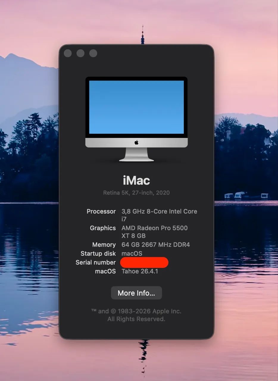 iMac Retina 5K 2020 1TB SSD 64GB メモリー 美品 iMac Retina 5k 2020 27インチ i9 3.6GHz 10コア/64GB MEM/512GB SSD