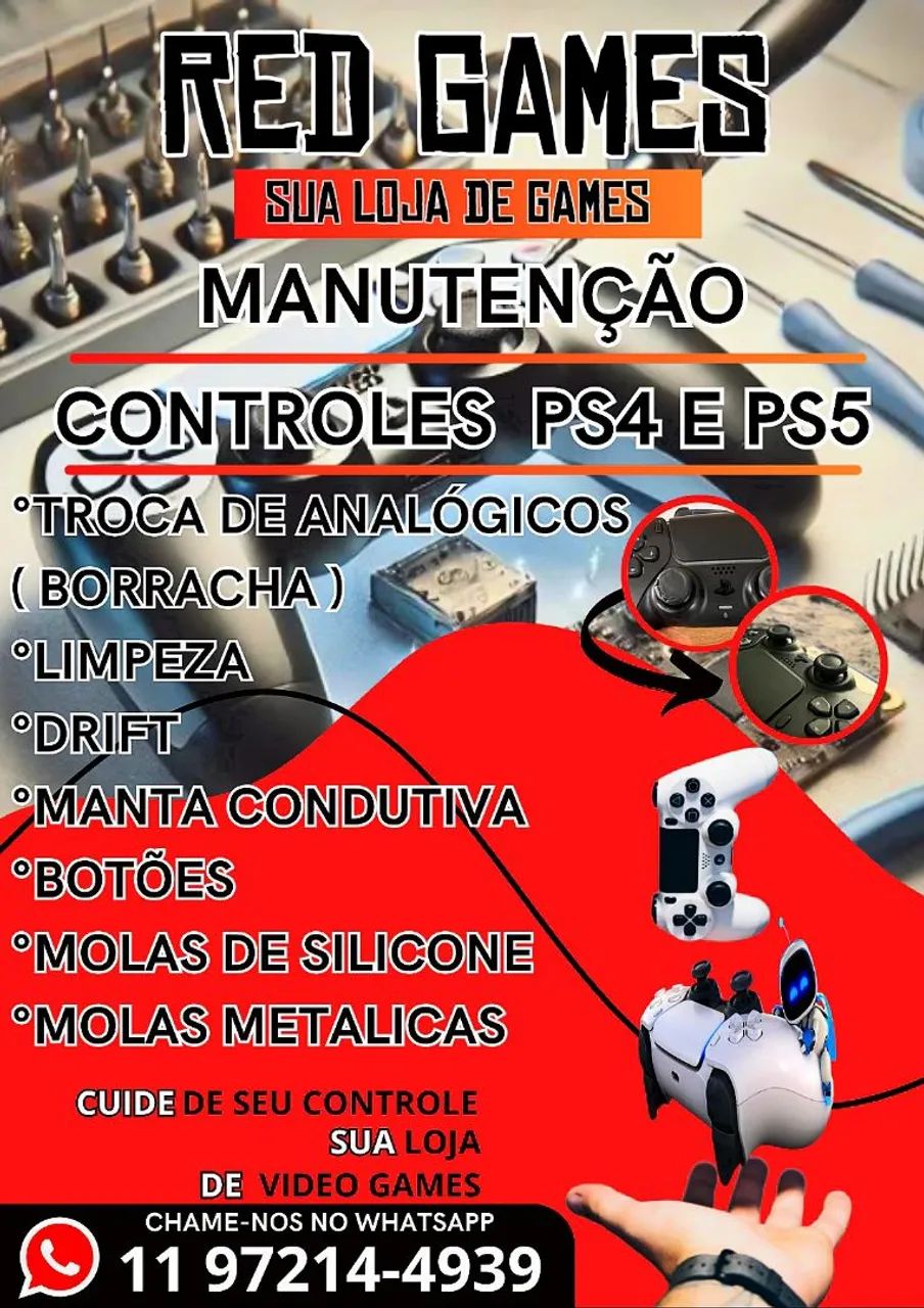 Manutenção de controles de controles de PS4 e PS5 