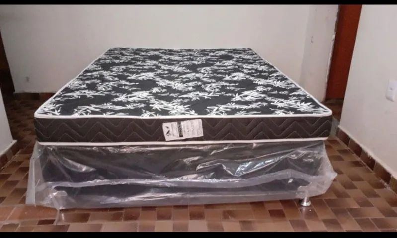 CAMA D33 CASAL COMPLETO COLCHÃO/ BASE BOX, NOVO