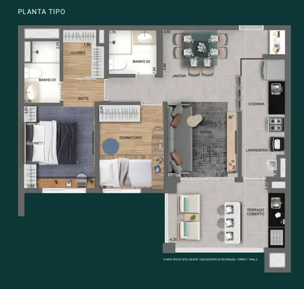 PLANTA 69m²