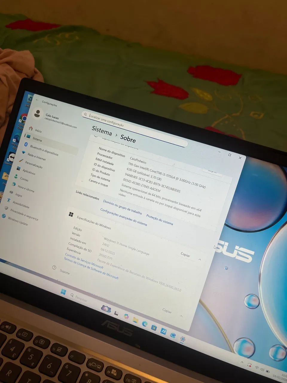 Notebook ASUS VivoBook i3 11ª Geração | SSD 256GB | Windows 11 | Excelente  - Foto 5