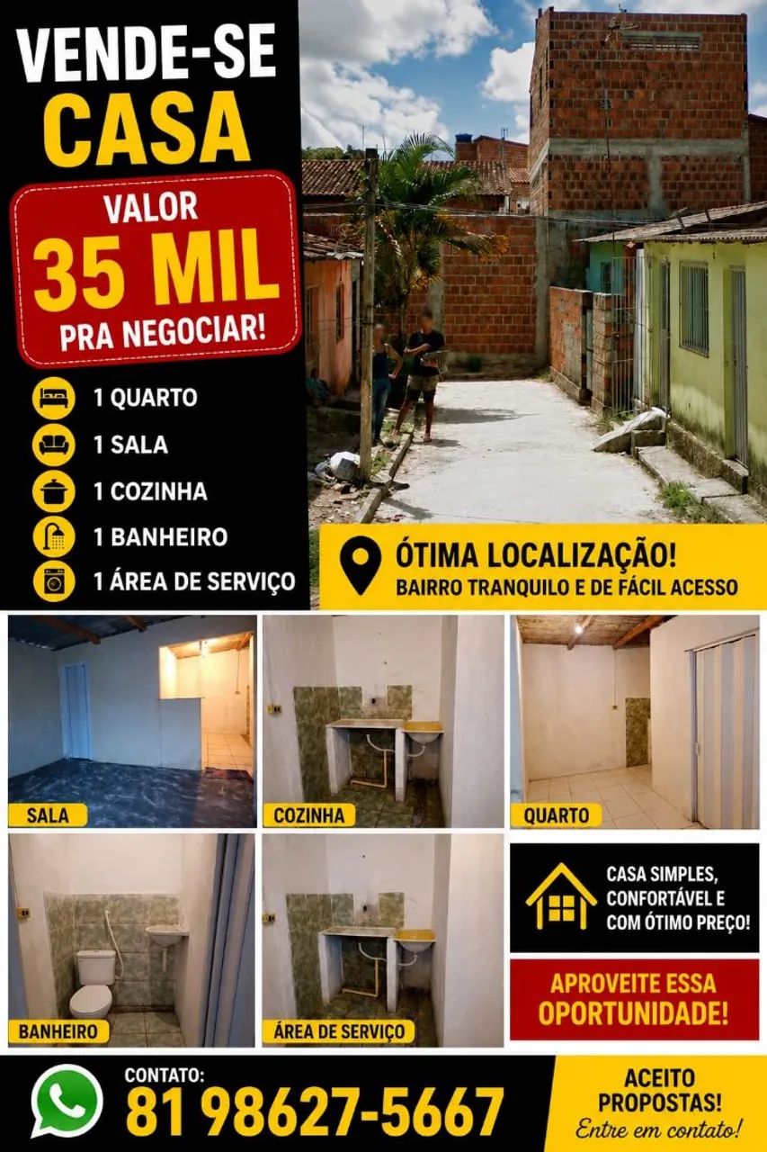 CASA A VENDA EM CRUZ DE REBOUÇAS 