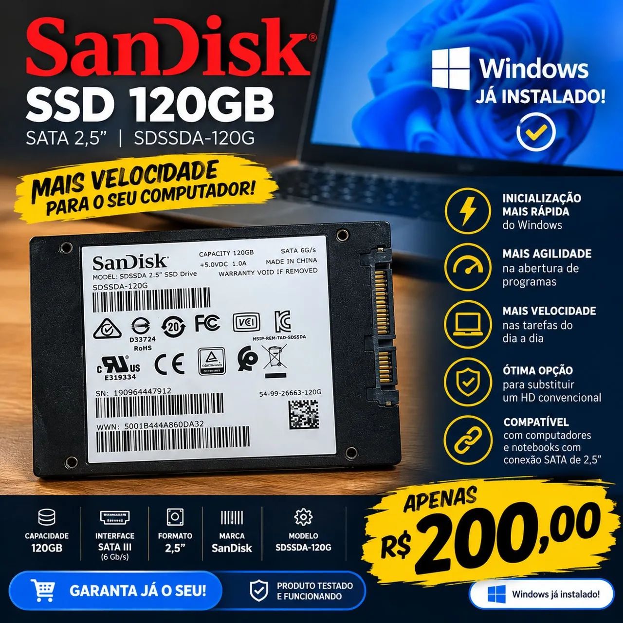 MEMORIA SSD 120GB - Foto 2