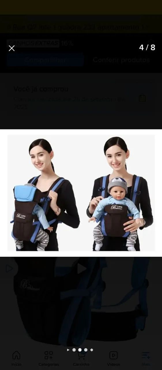 Bolsa canguru para bebê nova usada uma vez - Foto 5