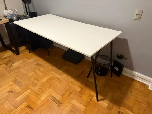 MESA DE ESCRITÓRIO ESCRIVANINHA OPPA 180X80 MM CAVALETES BRANCA - Foto 2