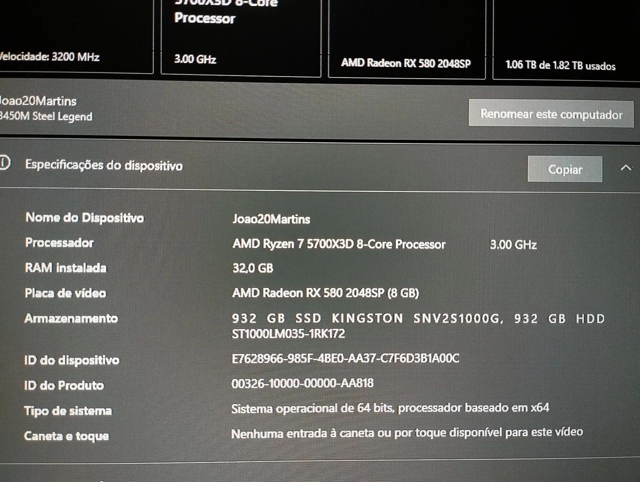 Pc completo - Ryzen 7 5700x3d + RX580441992450913095682