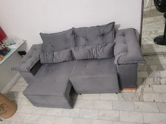 Sofá 4 lugares Retrátil, Cinza - Foto 4