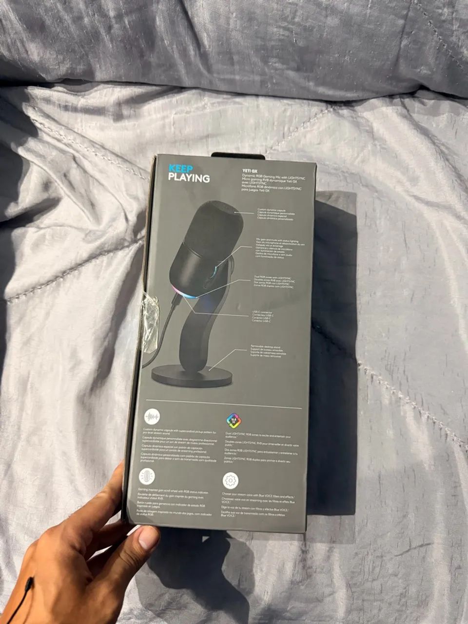 Microfone Gamer Logitech G Yeti GX RGB LIGHTSYNC USB - Completo - Foto 4